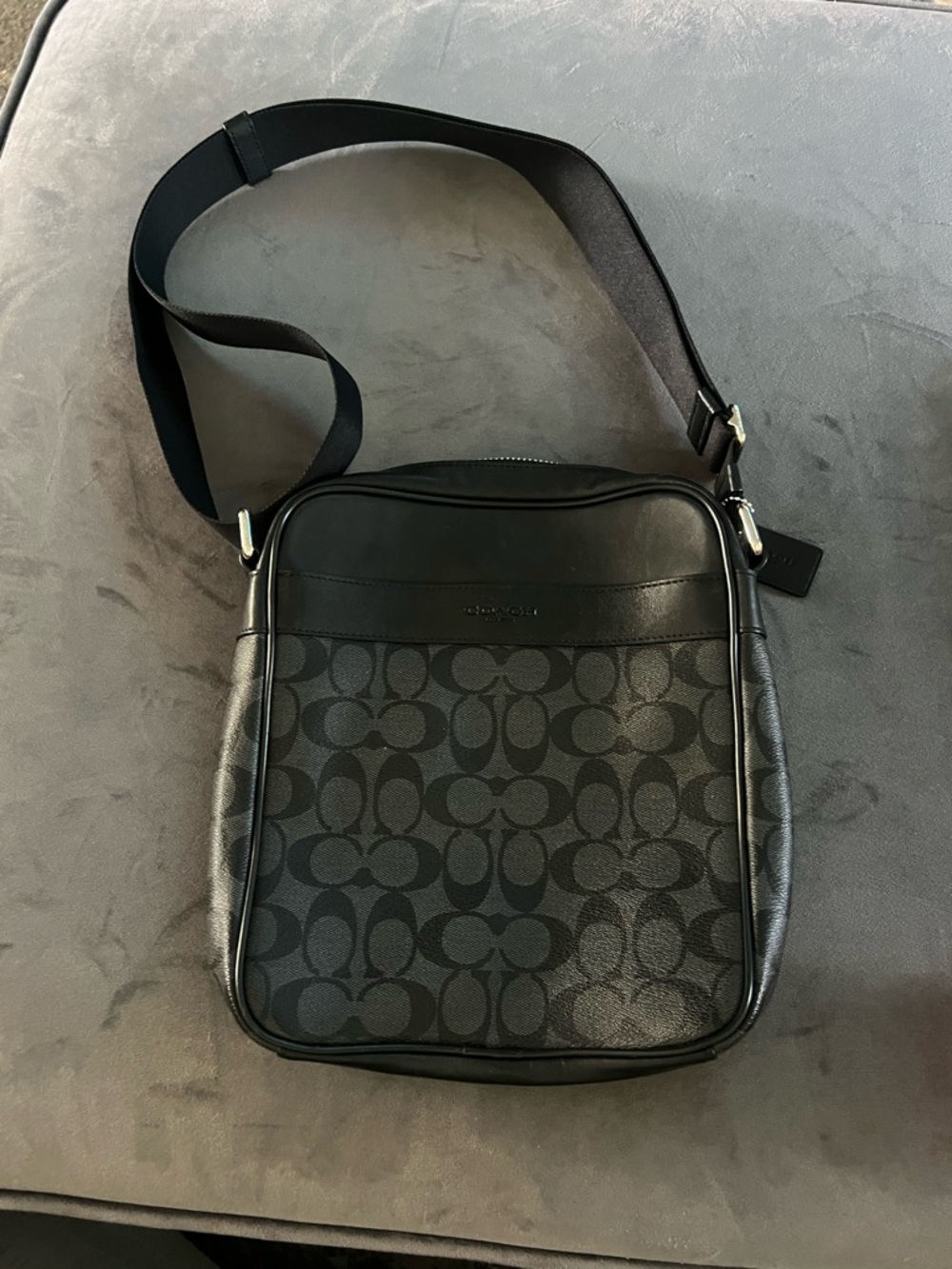 COACH Sullivan Crossbody Signature Canvas & Leather Charcoal Black Men’s/Unisex